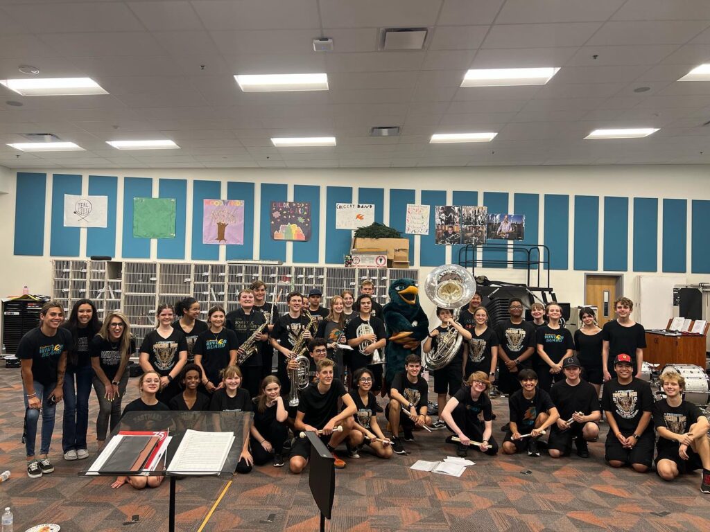 marching band 2023_in band room before 1st football game